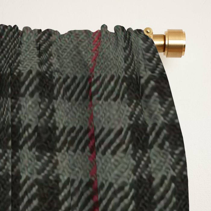 Vintage Brown Gray Tartan Plaid Pattern Window Curtain Gallery Image 2