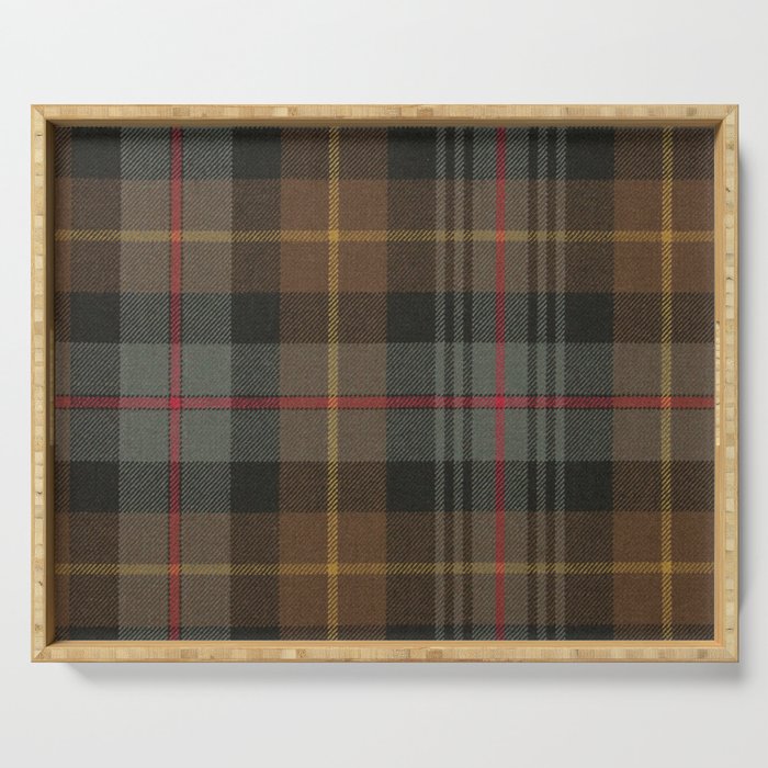 Vintage Brown Gray Tartan Plaid Pattern Serving Tray Gallery Image 1
