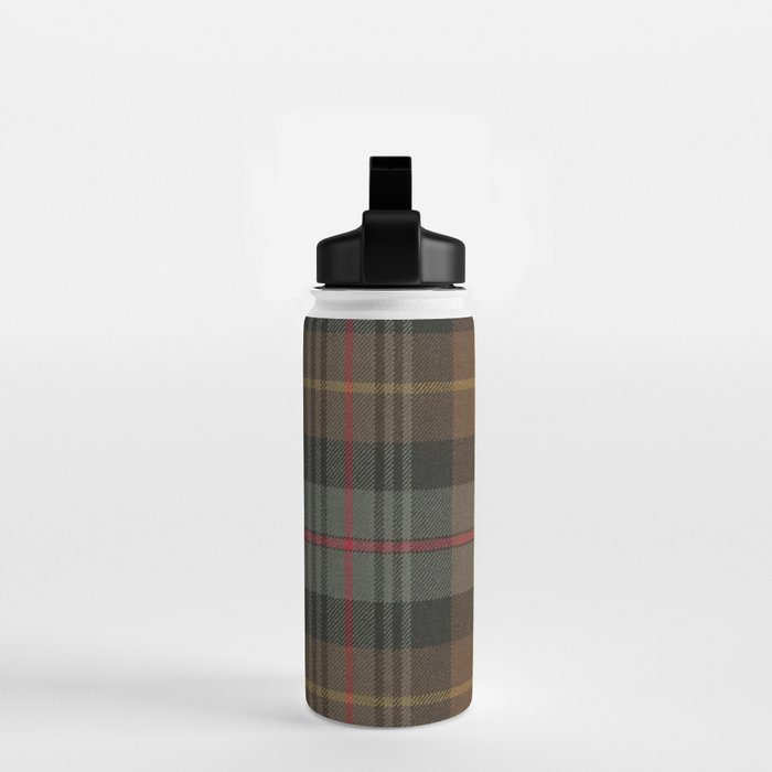 Vintage Brown Gray Tartan Plaid Pattern Water Bottle Gallery Image 2