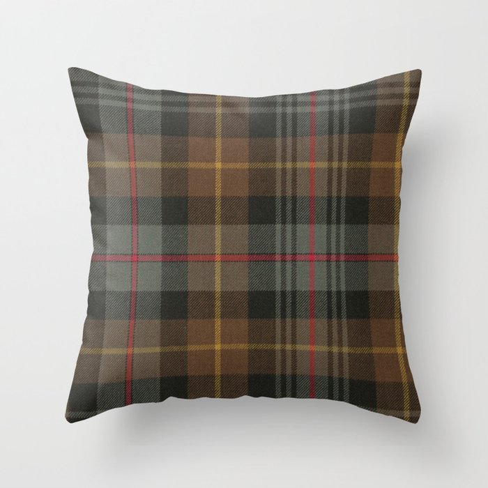Vintage Brown Gray Tartan Plaid Pattern Throw Pillow Gallery Image 3