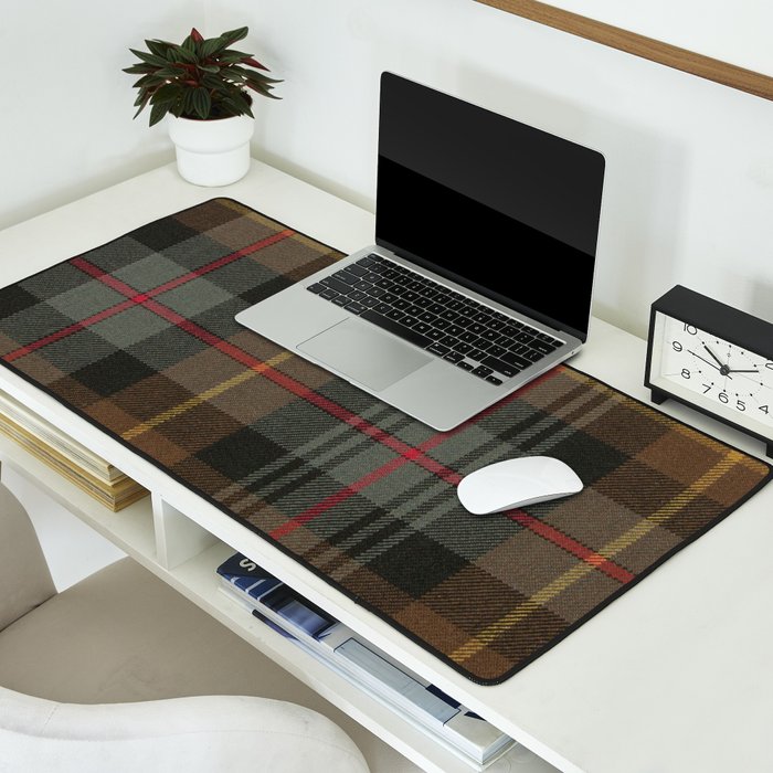 Vintage Brown Gray Tartan Plaid Pattern Desk Mat Gallery Image 2