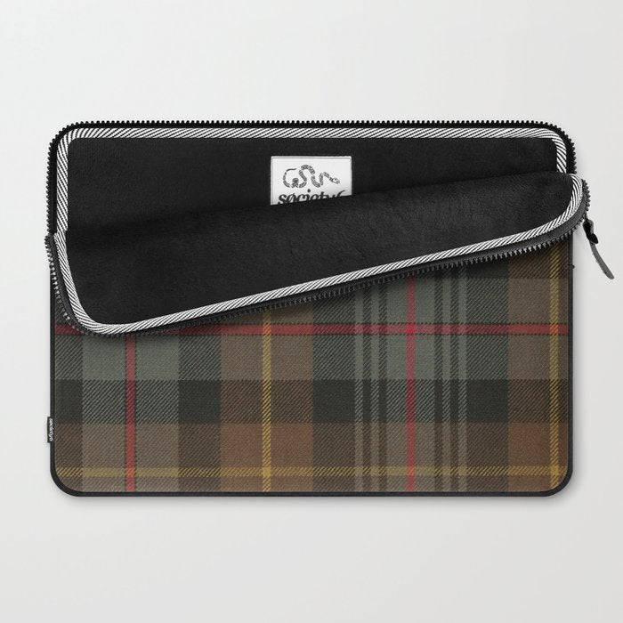 Vintage Brown Gray Tartan Plaid Pattern Laptop Sleeve Gallery Image 2