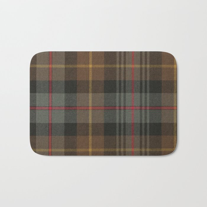 Vintage Brown Gray Tartan Plaid Pattern Bath Mat Gallery Image 1