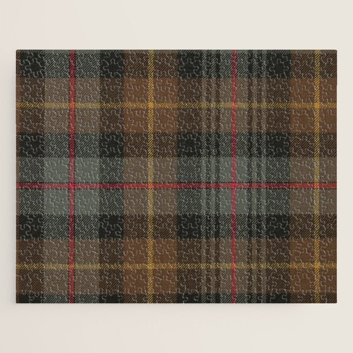 Vintage Brown Gray Tartan Plaid Pattern Jigsaw Puzzle Gallery Image 1