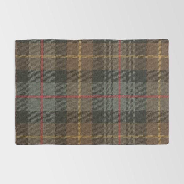 Vintage Brown Gray Tartan Plaid Pattern Rug Gallery Image 2