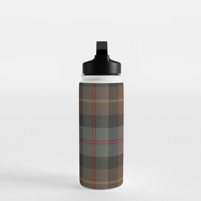Vintage Brown Gray Tartan Plaid Pattern Water Bottle Gallery Image 3
