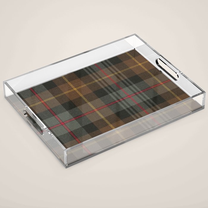 Vintage Brown Gray Tartan Plaid Pattern Acrylic Tray Gallery Image 1