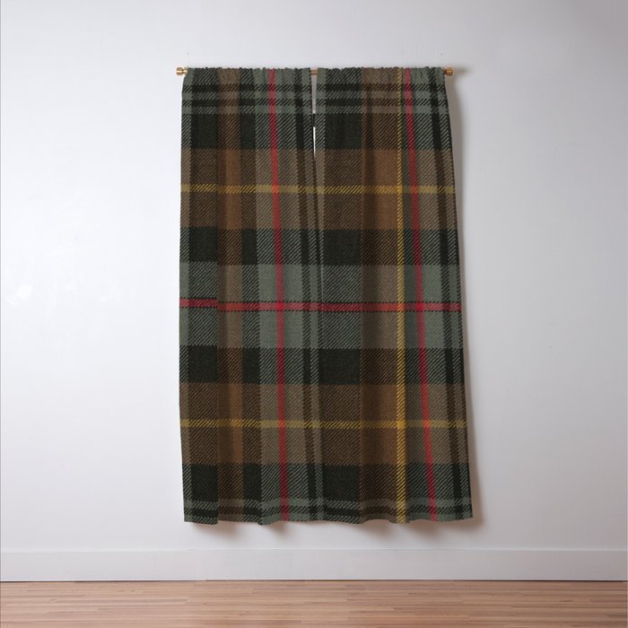 Vintage Brown Gray Tartan Plaid Pattern Window Curtain Gallery Image 3