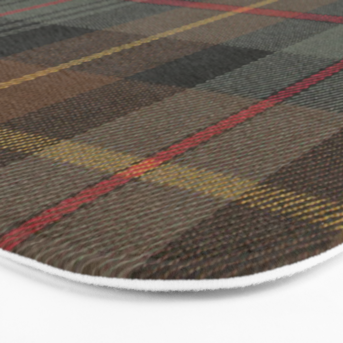 Vintage Brown Gray Tartan Plaid Pattern Bath Mat Gallery Image 3