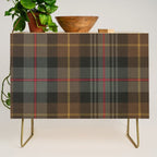 Vintage Brown Gray Tartan Plaid Pattern Credenza Gallery Image 1