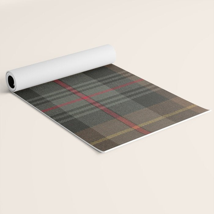 Vintage Brown Gray Tartan Plaid Pattern Yoga Mat Gallery Image 2