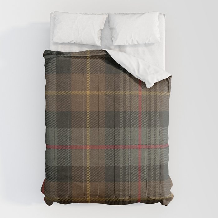 Vintage Brown Gray Tartan Plaid Pattern Comforter