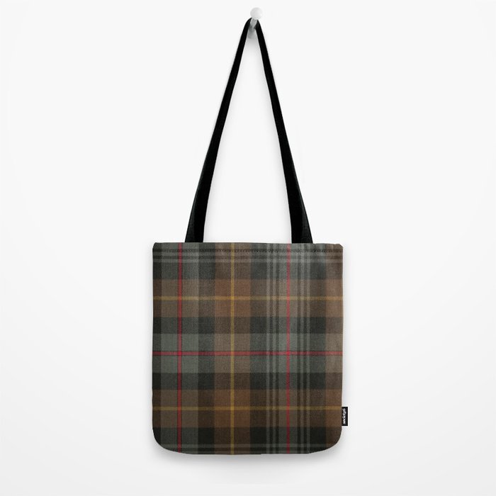 Vintage Brown Gray Tartan Plaid Pattern Tote Bag Gallery Image 2