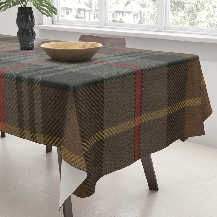 Vintage Brown Gray Tartan Plaid Pattern Tablecloth Gallery Image 3