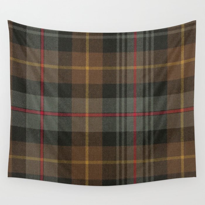 Vintage Brown Gray Tartan Plaid Pattern Wall Tapestry