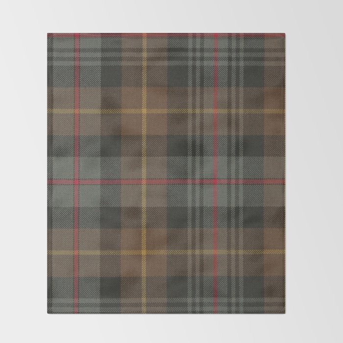 Vintage Brown Gray Tartan Plaid Pattern Throw Blanket Gallery Image 2