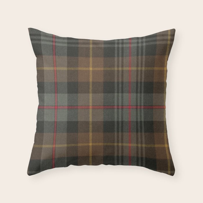 Vintage Brown Gray Tartan Plaid Pattern Throw Pillow Gallery Image 1