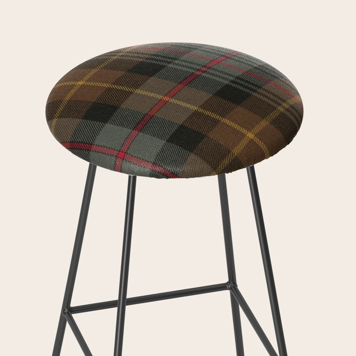 Vintage Brown Gray Tartan Plaid Pattern Stool Gallery Image 2