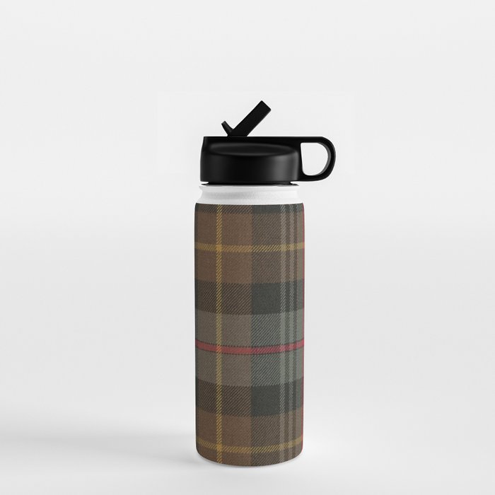 Vintage Brown Gray Tartan Plaid Pattern Water Bottle Gallery Image 1