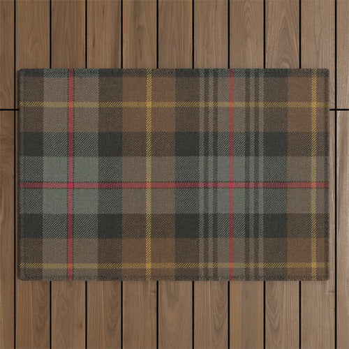 Vintage Brown Gray Tartan Plaid Pattern Outdoor Rug