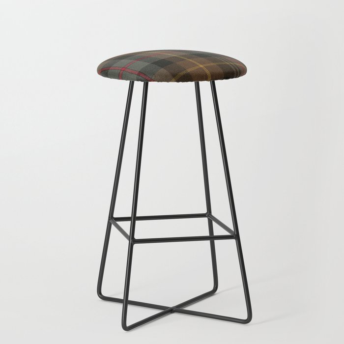 Vintage Brown Gray Tartan Plaid Pattern Stool Gallery Image 1