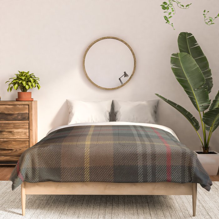 Vintage Brown Gray Tartan Plaid Pattern Comforter Gallery Image 3