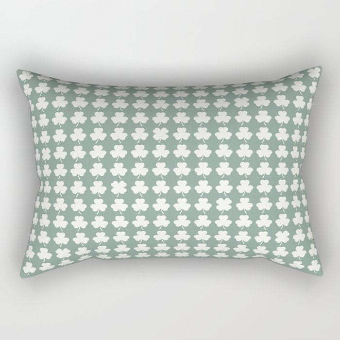 Clovers XXXIII Sage Green Botanical Pattern Rectangular Pillow Gallery Image 2