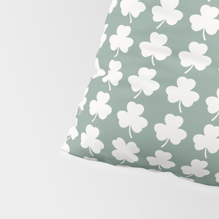 Clovers XXXIII Sage Green Botanical Pattern Pillow Sham Gallery Image 4
