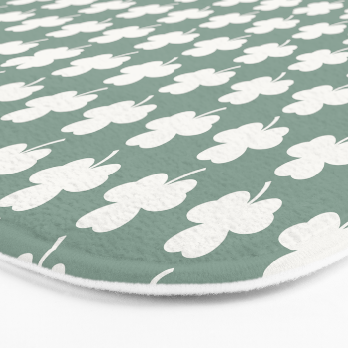 Clovers XXXIII Sage Green Botanical Pattern Bath Mat Gallery Image 3