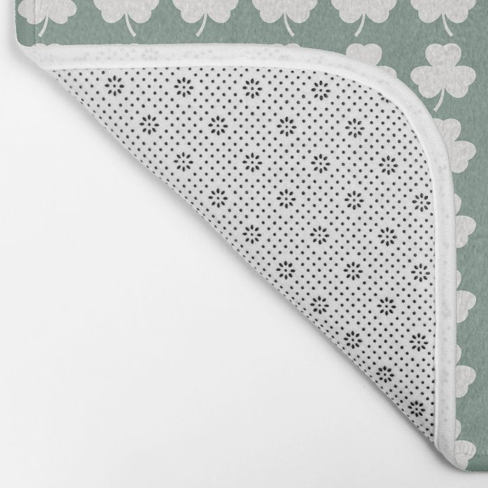 Clovers XXXIII Sage Green Botanical Pattern Bath Mat Gallery Image 2