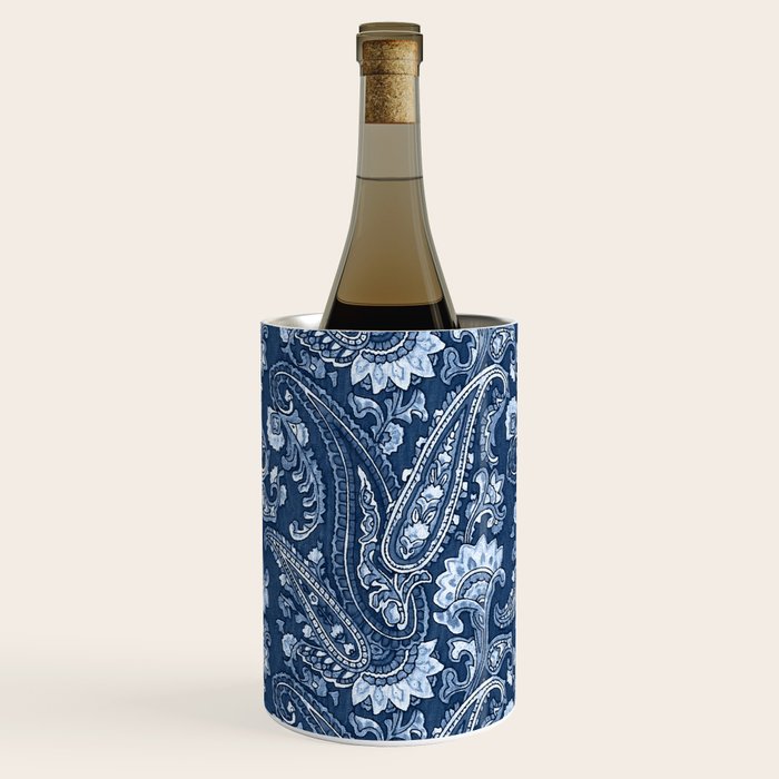 Blue indigo paisley Wine Chiller Gallery Image 1
