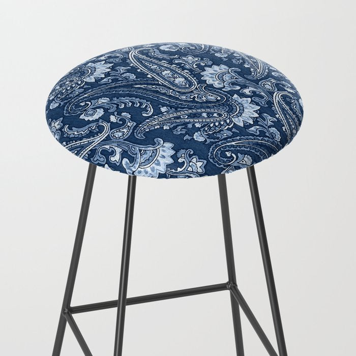Blue indigo paisley Stool Gallery Image 2
