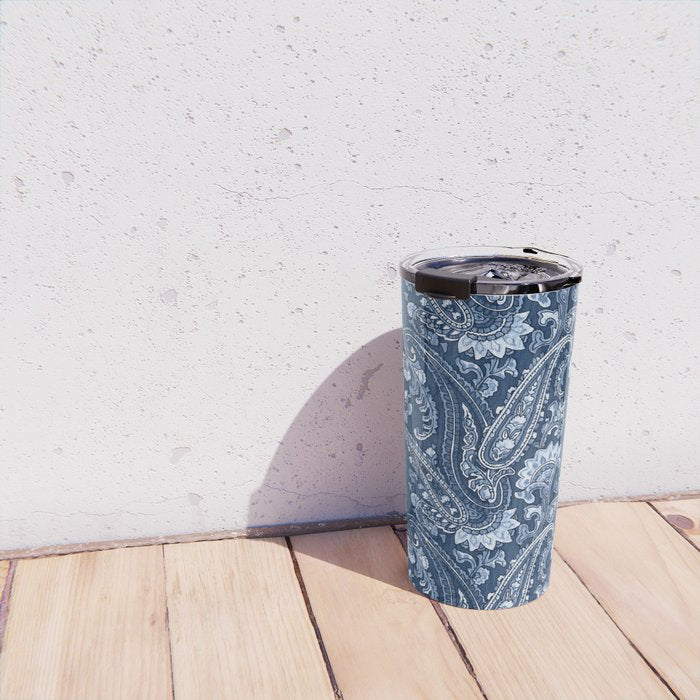 Blue indigo paisley Travel Mug Gallery Image 4