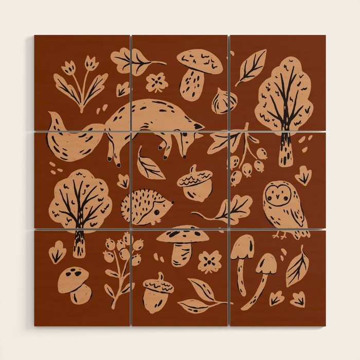 Inky Autumn Woodland Wood Wall Art Gallery Image 1