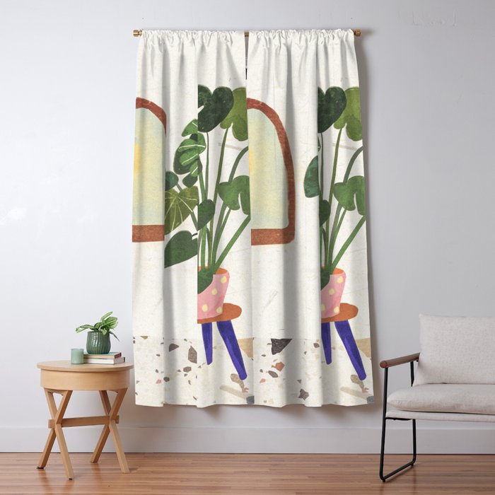 Marble Monstera Window Curtain Gallery Image 1