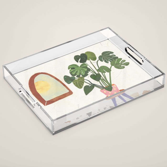 Marble Monstera Acrylic Tray Gallery Image 1