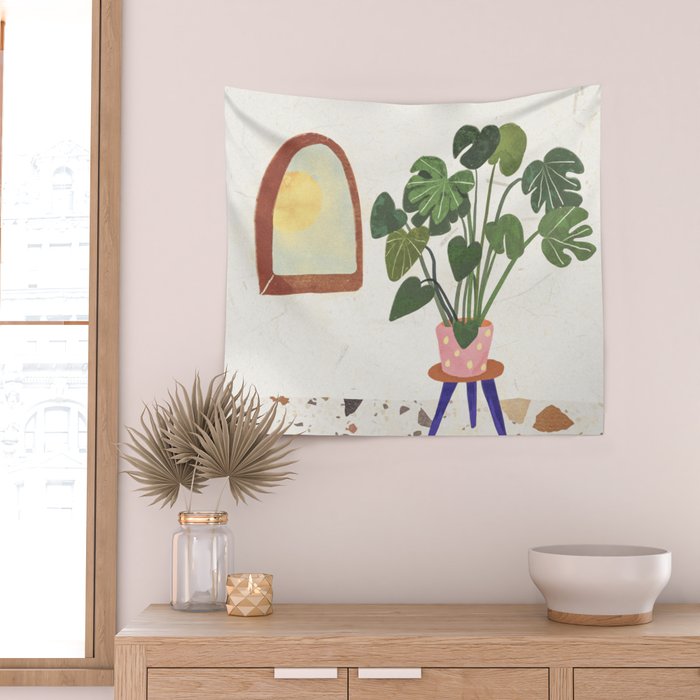 Marble Monstera Wall Tapestry Gallery Image 2