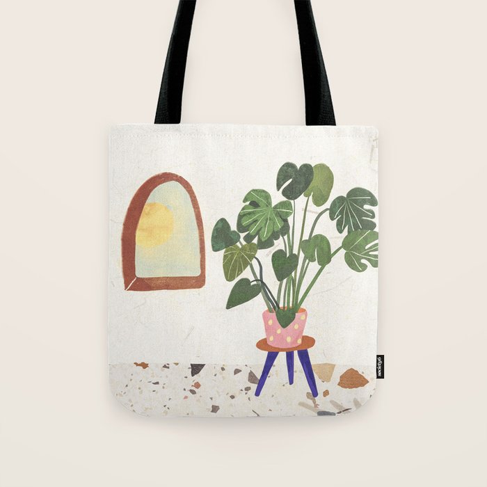 Marble Monstera Tote Bag Gallery Image 1