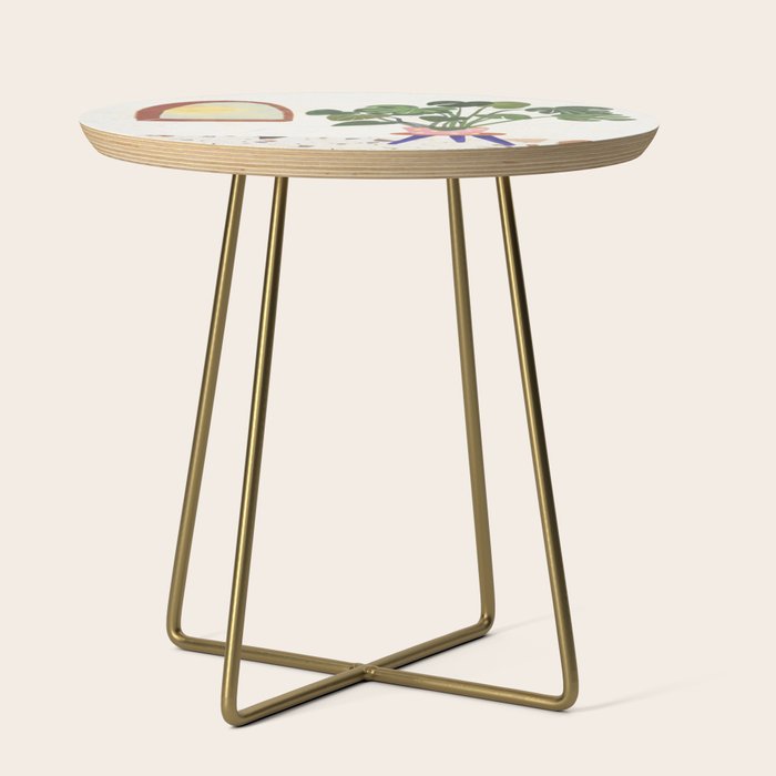 Marble Monstera Side Table Gallery Image 1