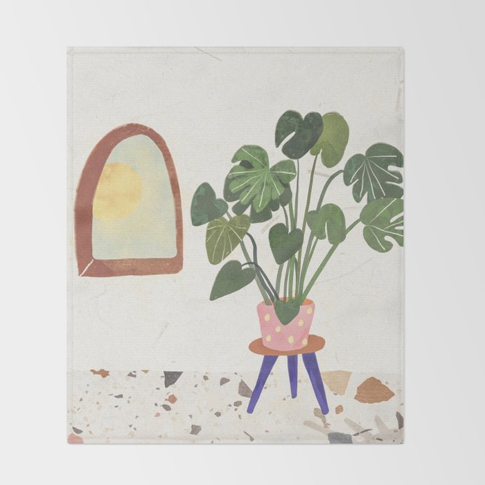 Marble Monstera Throw Blanket Gallery Image 2