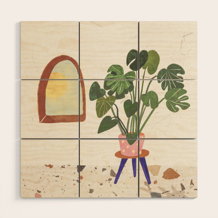 Marble Monstera Wood Wall Art Gallery Image 1
