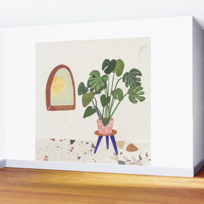 Marble Monstera Wall Mural Gallery Image 2