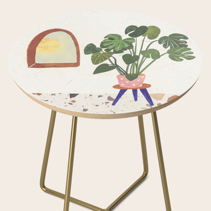 Marble Monstera Side Table Gallery Image 2