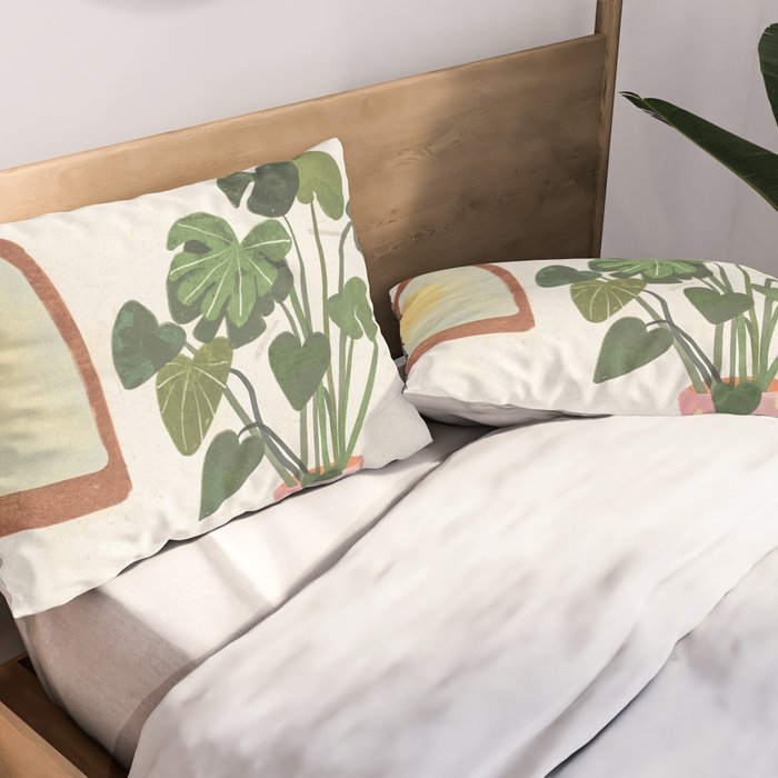 Marble Monstera Pillow Sham Gallery Image 2