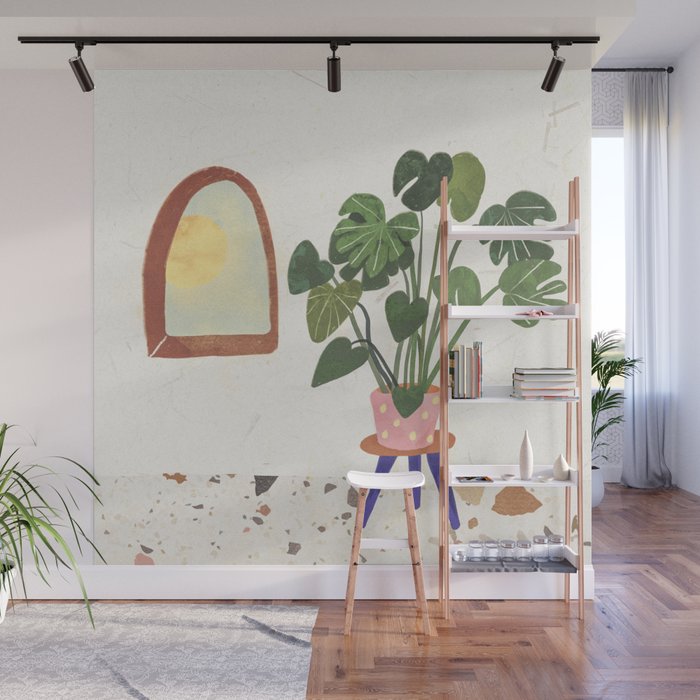 Marble Monstera Wall Mural Gallery Image 1