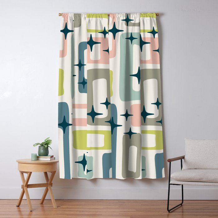 Mid Century Modern Abstract Pattern 236 Mid Mod Googie Window Curtain Gallery Image 5