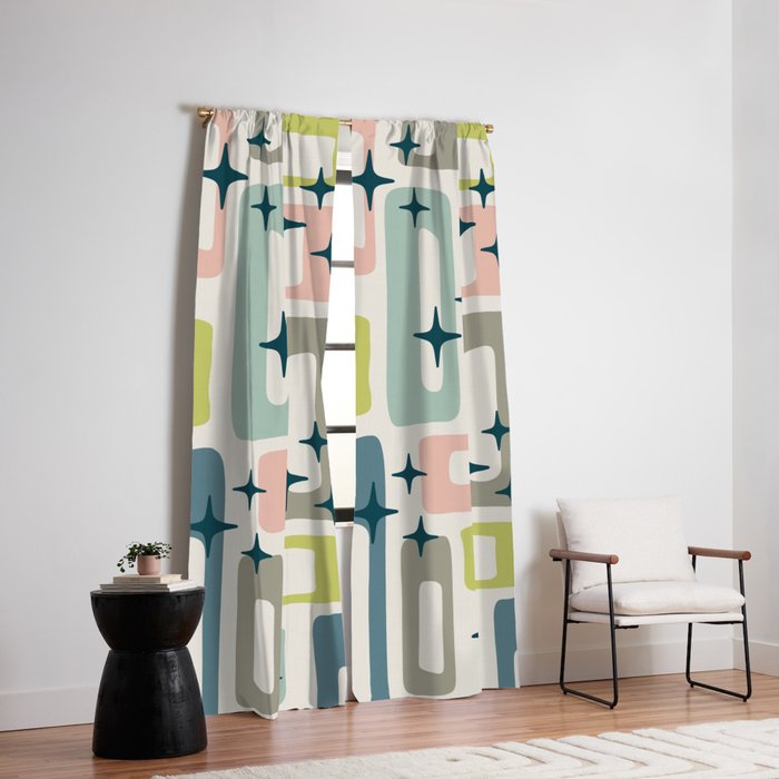Mid Century Modern Abstract Pattern 236 Mid Mod Googie Window Curtain Gallery Image 2