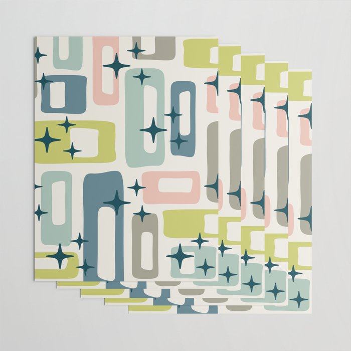Mid Century Modern Abstract Pattern 236 Mid Mod Googie Wrapping Paper Gallery Image 3