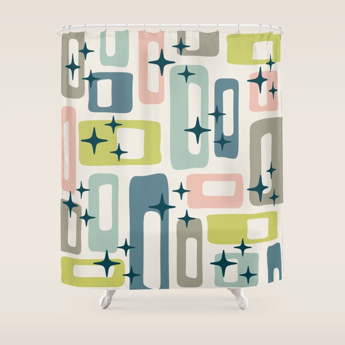 Mid Century Modern Abstract Pattern 236 Mid Mod Googie Shower Curtain Gallery Image 1