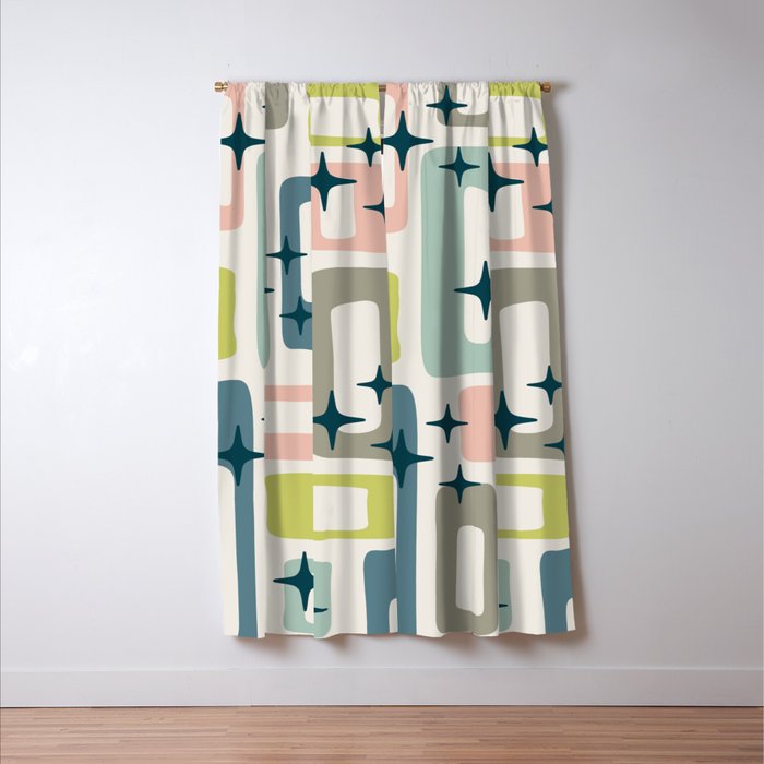 Mid Century Modern Abstract Pattern 236 Mid Mod Googie Window Curtain Gallery Image 3